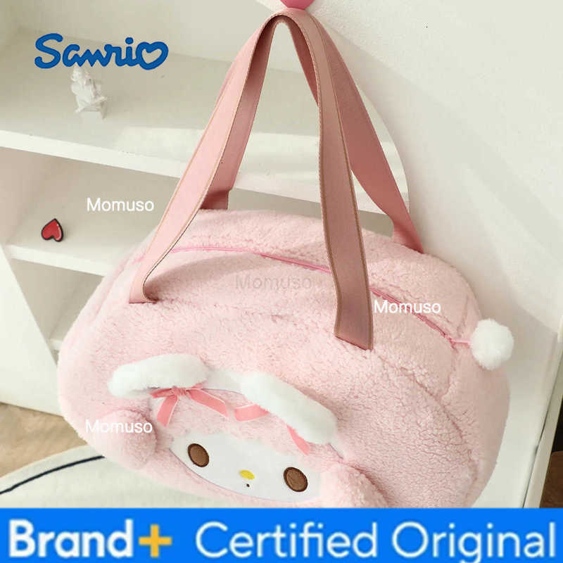 Sanrio Adorable My Melody Sweet Piano Plush Shoulder Bag Cute Japanese Style Handbag for Women Fashionable Plush Tote Bag Gifts Girl H251230