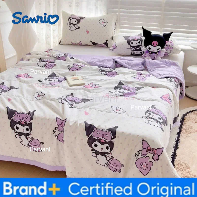 Sanrio 2024 New Sanrioed Summer Air Conditioner Quilt Kuromi Hello Kitty Childrens Nap Quilt Office Blanket Cute Class A Washed Cotton H251230 - view 3