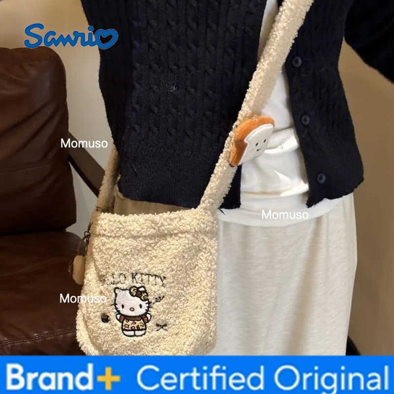 Sanrio Kawaii Hello Kitty Cartoon Embroidered Crossbody Bag Women Anime Girls Heart Cute Large Capacity Handbag Girls Gift H251230