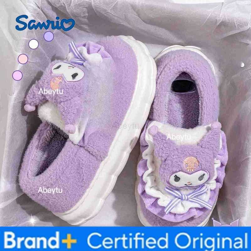 Sanrio Kids Slippers House Shoes Cartoon Cinnamoroll Winter Shoes For Girls Warm Anti-slip Soft Bottom Pink Blue Shoes Size 36-41 H251230