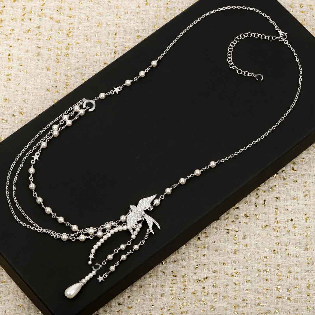 2026 Luxury quality charm long chain pendant Necklace with animal shape and several layers in silver plated have stamp PS6256B