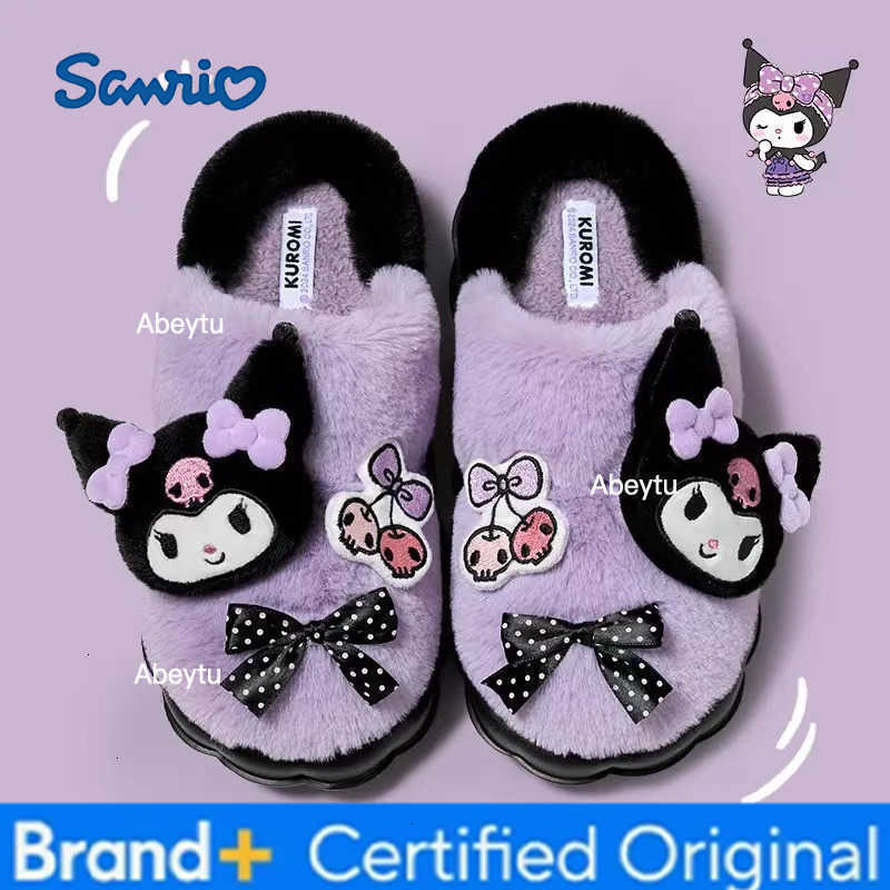 Sanrio Plush Slippers Hello Kittys Kawaii Cute Student Autumn Winter Bedroom Soft Padded Plush Bedroom Aldult Shoes Girls Xmas H251230