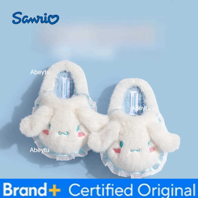 Sanrio Kids Slippers House Shoes Cartoon Cinnamoroll Winter Shoes For Girls Warm Anti-slip Soft Bottom Pink Blue Shoes Size 17cm-25cm H251230