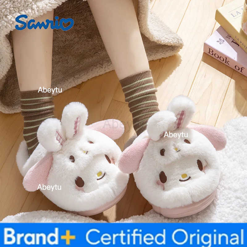 Sanrio Warm Cotton Slippers Autumn/Winter Thick Anti Slip Soft Comfortable Sole Cute Kuromi Kt Cat Indoor House Slippers Surprise Gift H251230