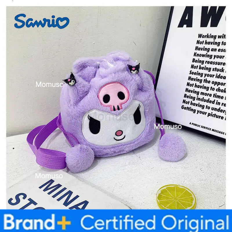 Sanrio Skew Mouth Water Bucket Diagonal Storage Bag Kuromi Kawaii Mini Drawstring Anime Cartoon Change Shoulder Bag New Style H251230