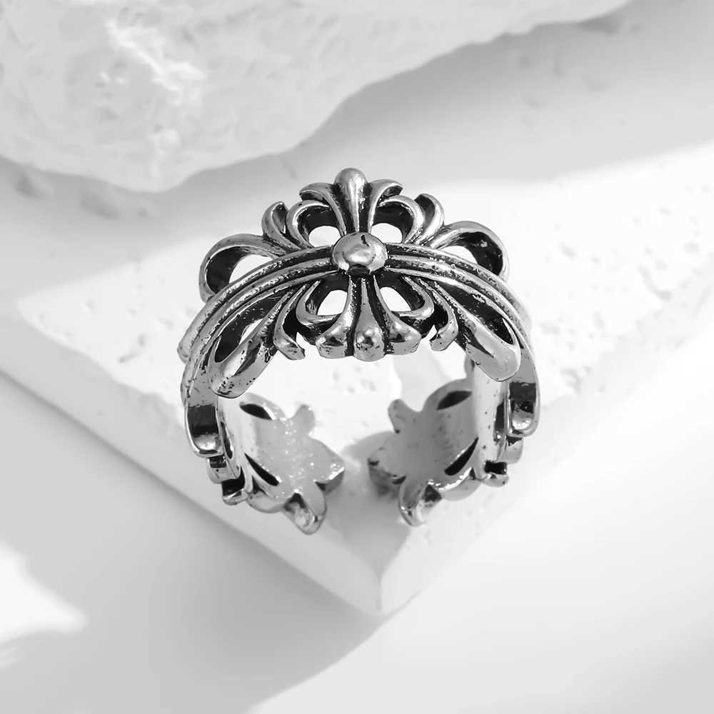 New retro opening ring cross men and women fashion personality net red couple index finger ringXJ251230