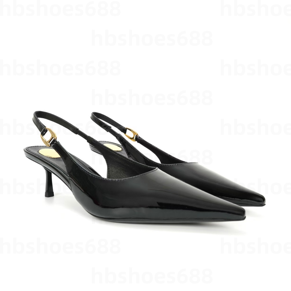 pointed toe slingback sandals women size 3544 luxury patent leather sexy 5 5cm kitten heel party dress shoes women fashion designer mule pumps