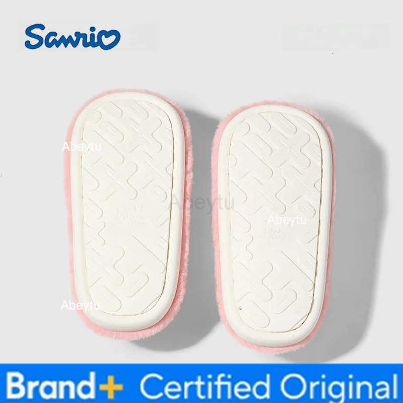 Sanrio Kids Slippers House Shoes Hello Kitty Cotton Winter Shoes For Girls Anti-slip Soft Bottom Warm Black Pink Shoes Size 36-41 H251230