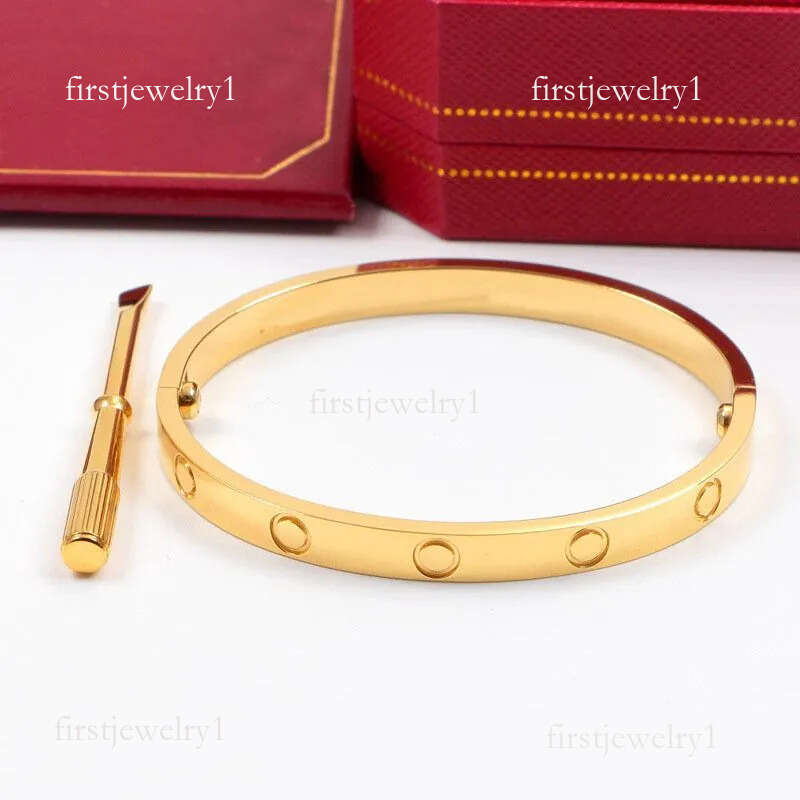 Carrteerbraclets Fashion Luxury Screw Bracelet Bangle Jewlery Titanium Steel 18K Gold Plated Diamond Woman Man Silver Rose Gift 775