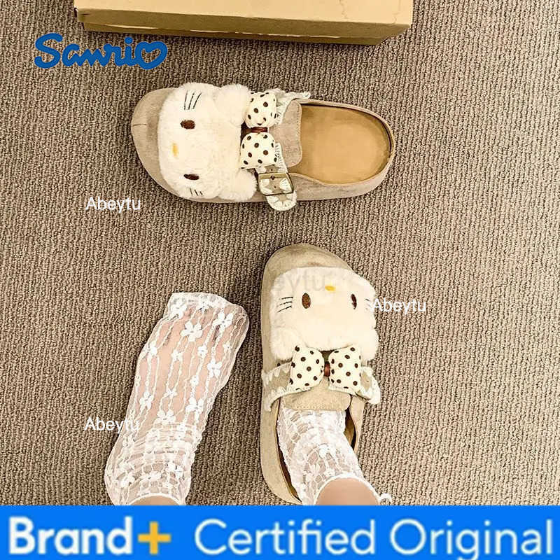 Sanrio New Cute Cartoon Kt Cat Casual Slippers Women Thick Soled Comfortable Home Wear Versatile Non-Slip Slippers Autumn Winter Gift H251230