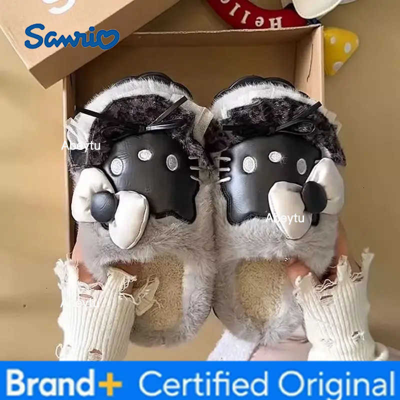 Sanrio Hello Kitty Womens Lightweight Indoor Cotton Slippers Thick Cotton Shoes For Warmth In Autumn And Winter Animation Derivatives H251230