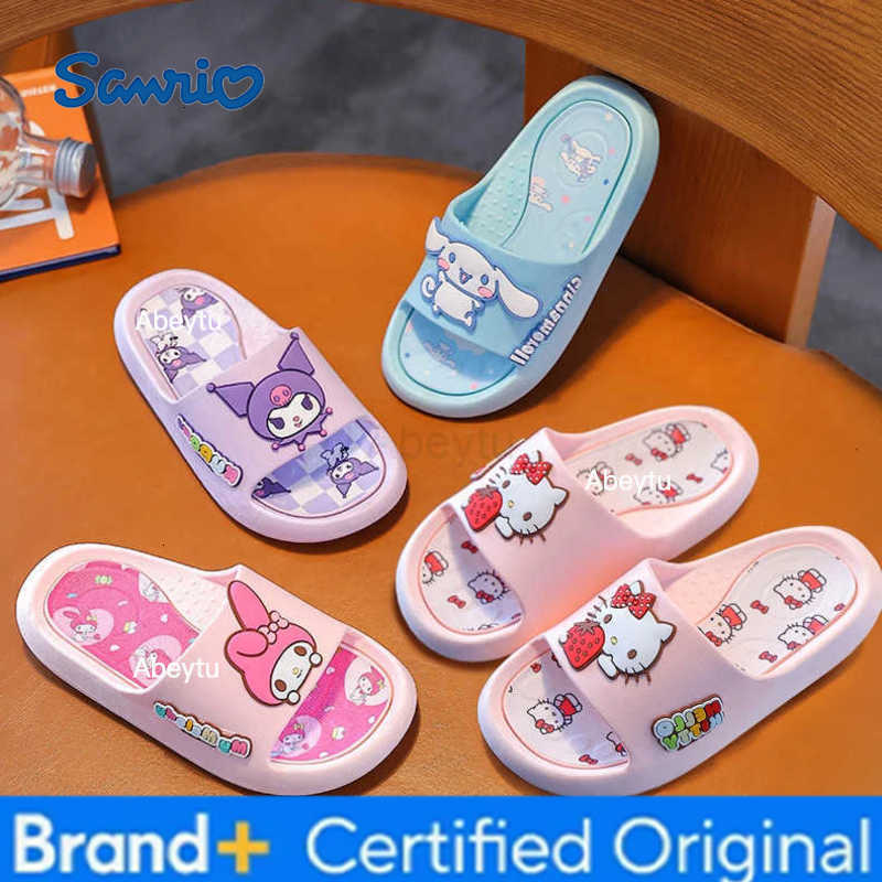 Sanrio Hello Kitty Slippers Children Adults Summer Home Bathroom Anti-Slip Slippers Kuromi Cinnamoroll Melody Girl Sandals Gifts H251230