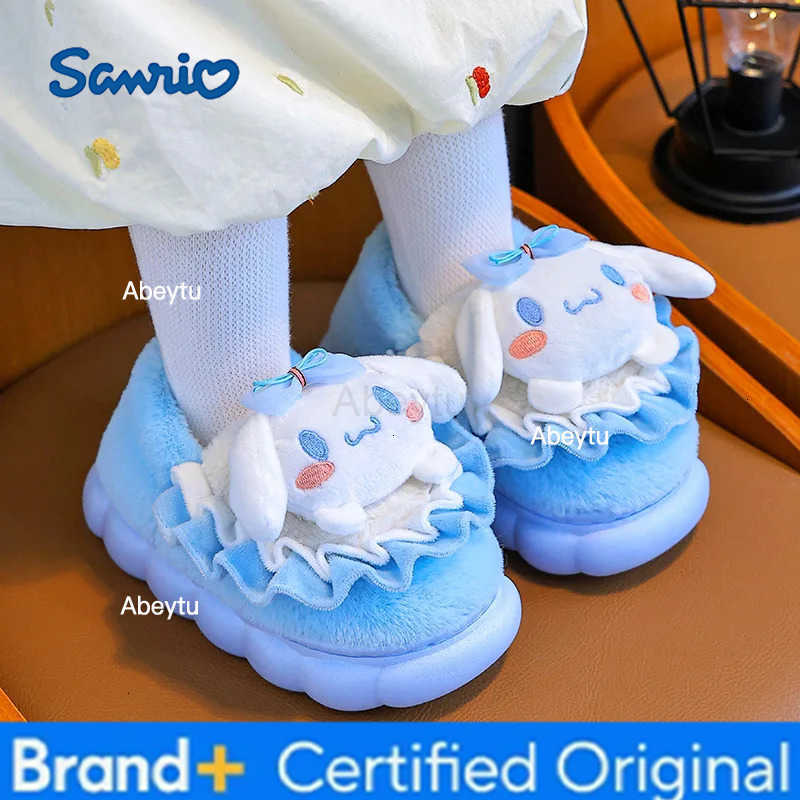 Sanrio Kids Slippers House Shoes Cartoon Cinnamoroll Winter Shoes For Girls Anti-slip Warm Thick Bottom Pink Pruple Shoes Size 24-41 H251230