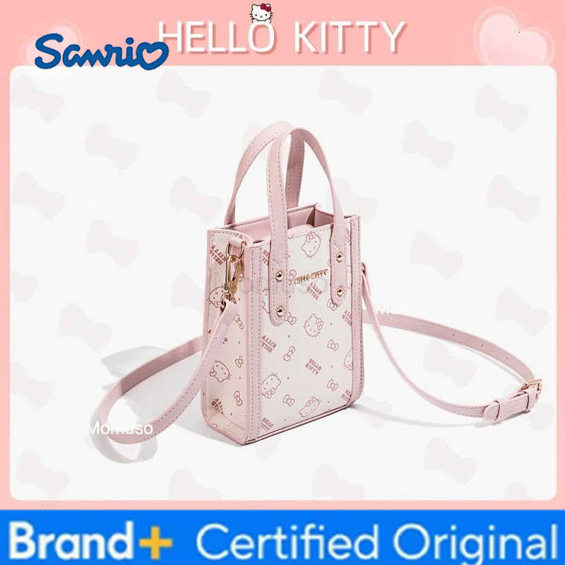 Sanrio Kawaii Hello Kitty Mini Advanced Handbag Anime Cute Girl Retro Cartoon KT Small Square Bag Fashion Versatile Festival Gift H251230