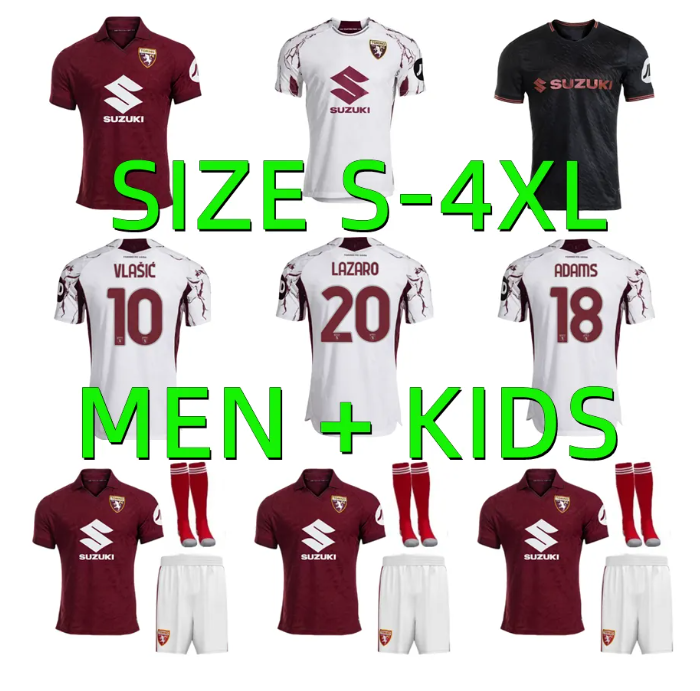 25 26 Torino FC RICCI Mens Soccer Jerseys 2025 2026 PELLEGRI SAZONOV LUKIC SINGO T. SANABRIA ILIC ZIMA BUONGIORNO Home Limited Edition Football Shirts