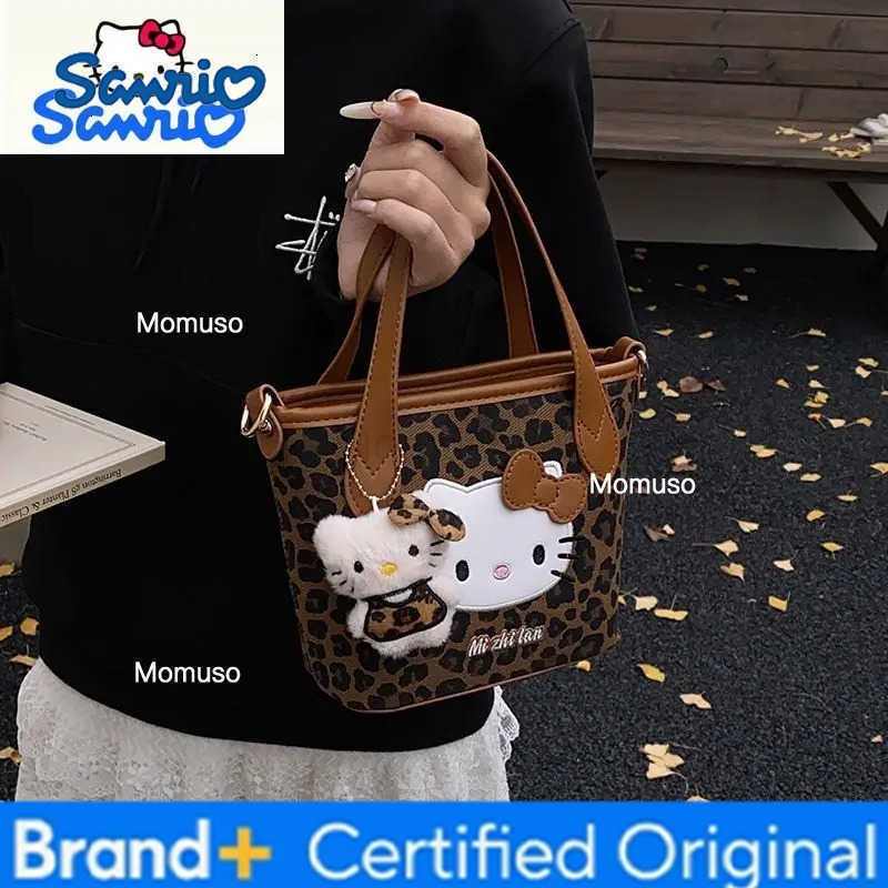 Sanrio Fashion Light Luxury Leopard Cartoon Hello Kitty Bucket Bag Womens Simple Temperament Autumn/Winter Versatile Handbag H251230