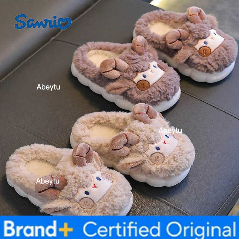 Sanrio Childrens Cotton Slippers 2025 New Girl Rabbit Spring Home Use Thick Bottom Indoor Warmth Boy Bag Heel H251230