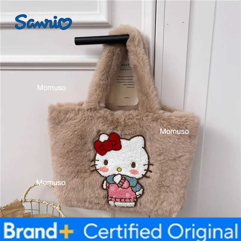 Sanrio New Plush Handbag Winter Cute All-match Girls Heart Tote Bag Fashion Internet Popular Casual Cartoon Shoulder Underarm Bag H251230