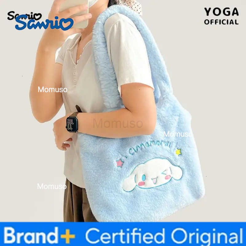 Sanrio Authentic Plush Shoulder Bag Kuromi Kitty Melody Tote Cute Girls Shoulder Bag Portable Handbag Storage Bag Girl Sweet H251230