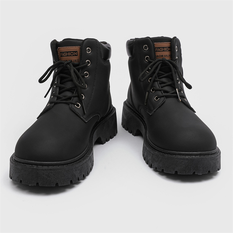 Free Shipping Hot new Martin Boot for mens boots yellow black Fashionable and versatile retro thick soled height increasing board shoes motorcycle wor