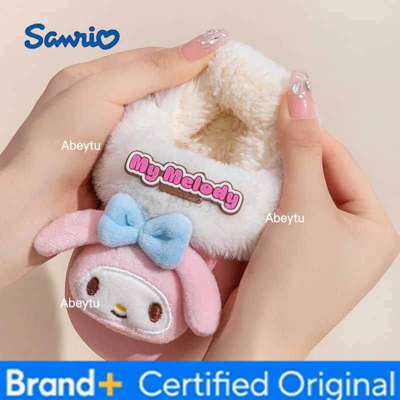 Sanrio Hello Kitty Home Fuzzy Slipper Cartoon Kuromi Cinnamoroll Yk2 Women Winter Plush Non Slip Slippers Girl Cute Flat Shoes H251230