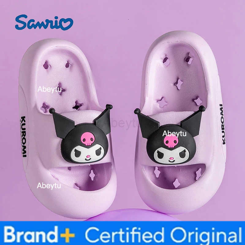 Sanrio Girls Fashion Solid Color EVA Breathable Non-slip Slip-On Sandals with Kuromi Kids slippers gifts indoor outdoor Shoes H251230
