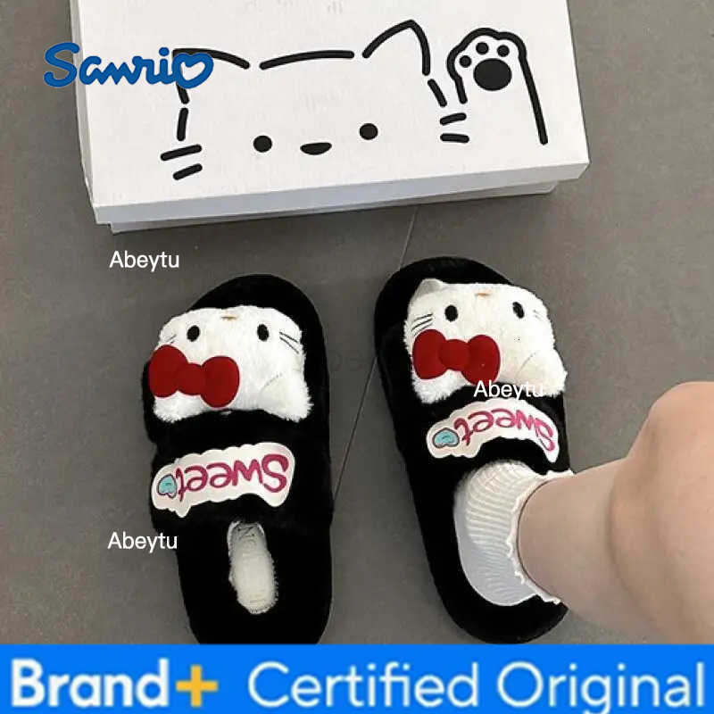 Sanrio Anime Hello Kitty Plush Slippers Kawaii Cute Student Fall Winter Soft Plush Aldult Shoes Girl Cotton Shoes Home Shoes Xmas Gift H251230