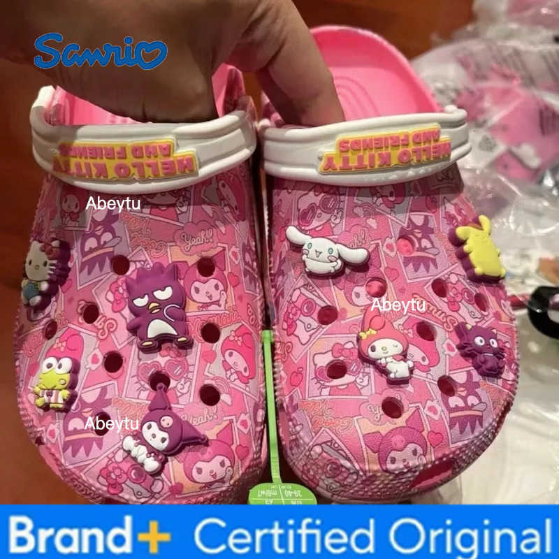 Sanrio Hellokitty Kuromi Melody Children Slippers Non-slip Soft-soled Wrap New SummerGirls CartoonToe Sandals Gift Beach Shoes H251230