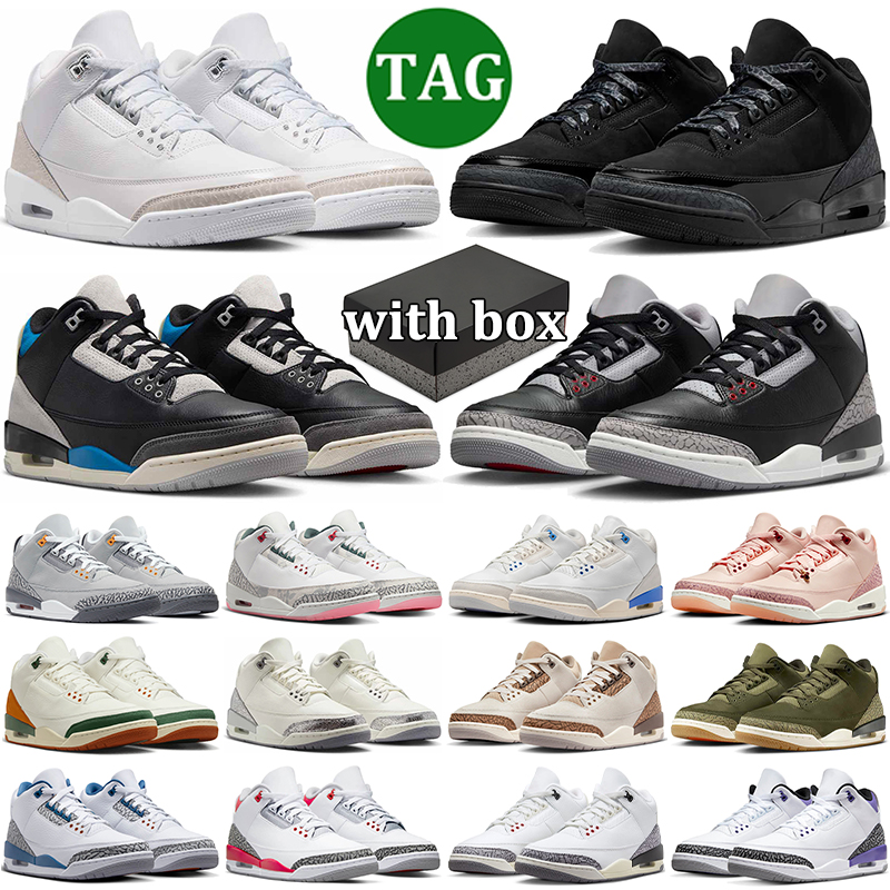 with box designer 3 basketball shoes men women 3s sneakers pure money black cat fire red navy blue mens womens outdoor sports jordabs3s trainers