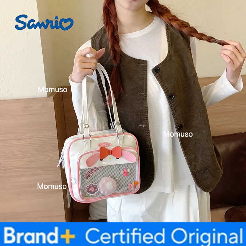 Sanrio Kuromi Hello Kittys One-Shoulder Handbag New Cute Cartoon Bags for Woman College Style Girl Printing Large Capacity H251230