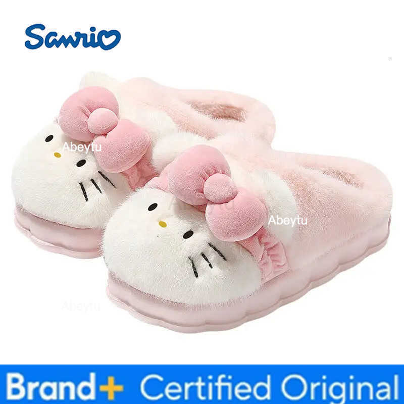 Sanrio Hello Kitty Winter Child Cotton Shoes Indoor Keep Warm Slippers Girl Cartoon Plush Thicken Kuromi Cute My Melody Non-Slip Shoe H251230