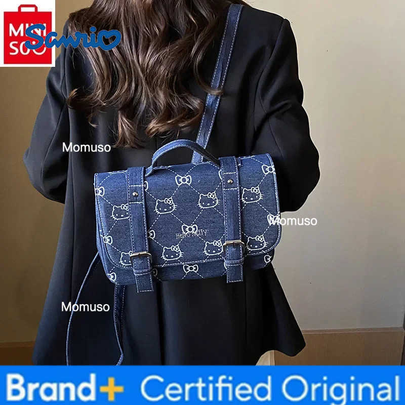 Sanrio 2025 Fashion Retro Cowboy New Cartoon Hello Kitty Backpack Womens Versatile Large Capacity Storage Shoulder Bag H251230