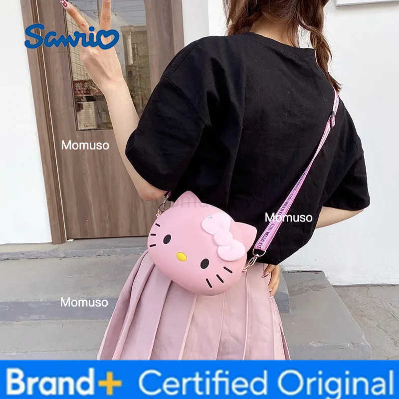 Sanrio Kawaii 12cm/20cm Hello Kitty Silicone Crossbody Bags Women Girls Messenger Bag 3d Shoulder Small Purse Phone Bag Girlfriend Gift H251230
