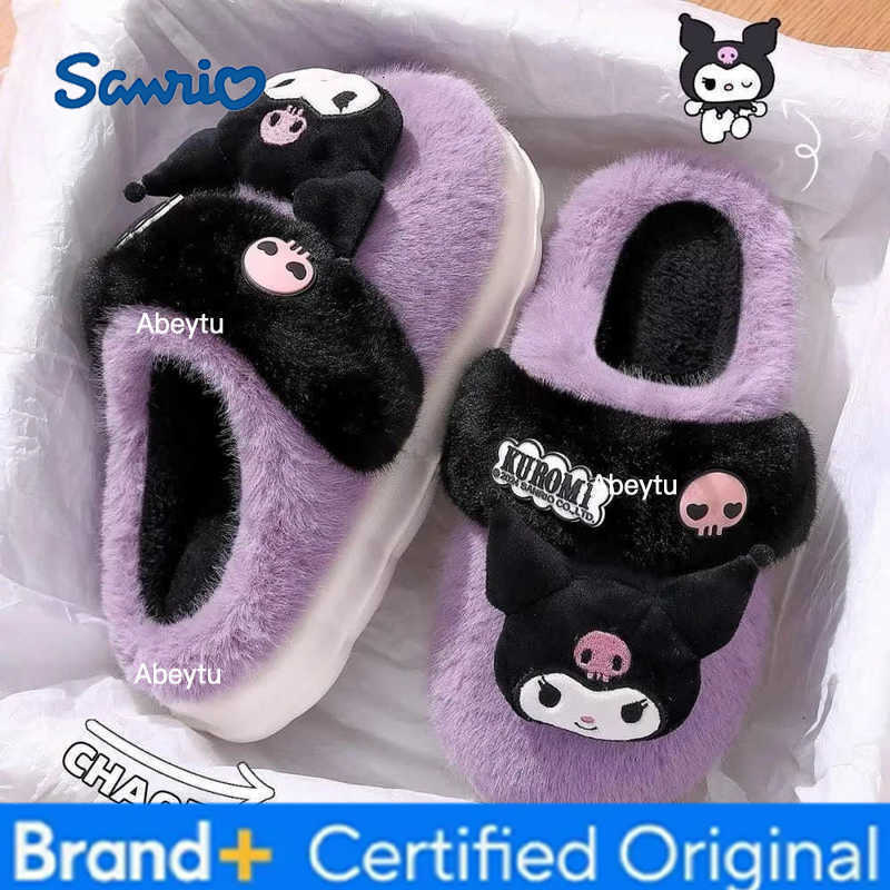 Sanrio Hello Kitty Womens Cotton Slippers Winter Cinnamoroll Cute Indoor Home Furnishings Warm Thick-Soled Girls Plush Slippers H251230
