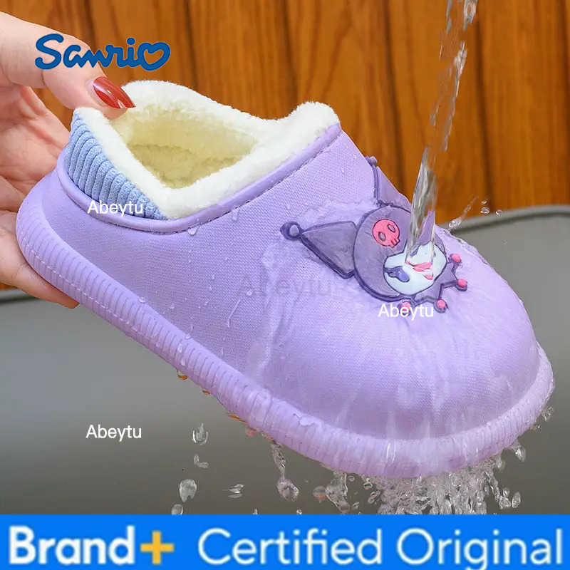 Sanrio kuromi cartoon slippers cute Cinnamoroll My melody girls home waterproof soft comfortable autumn and winter warm cotton shoes H251230