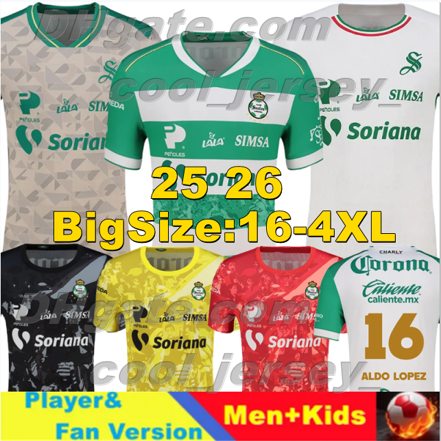 XXXL 4XL 2025 2026 Club Santos Laguna Soccer Jerseys liga mx Los Guerreros Football Shirts 25 26 SORDO DAJOME OCEJO Player Version Men Uniforms kids kits socks full set