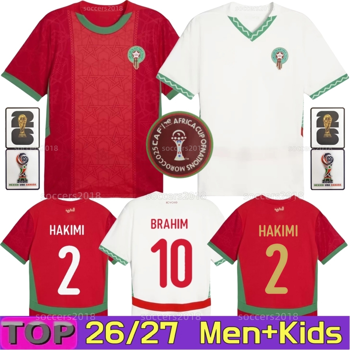 Morocco 2026 World CUP soccer jersey 2025 Africa Cup HAKIMI BRAHIM OUNAHI SAISS ZIYECH Y.EN-NESYRI 25 26 National team Home Away Fans Player football shirt men Kids kit