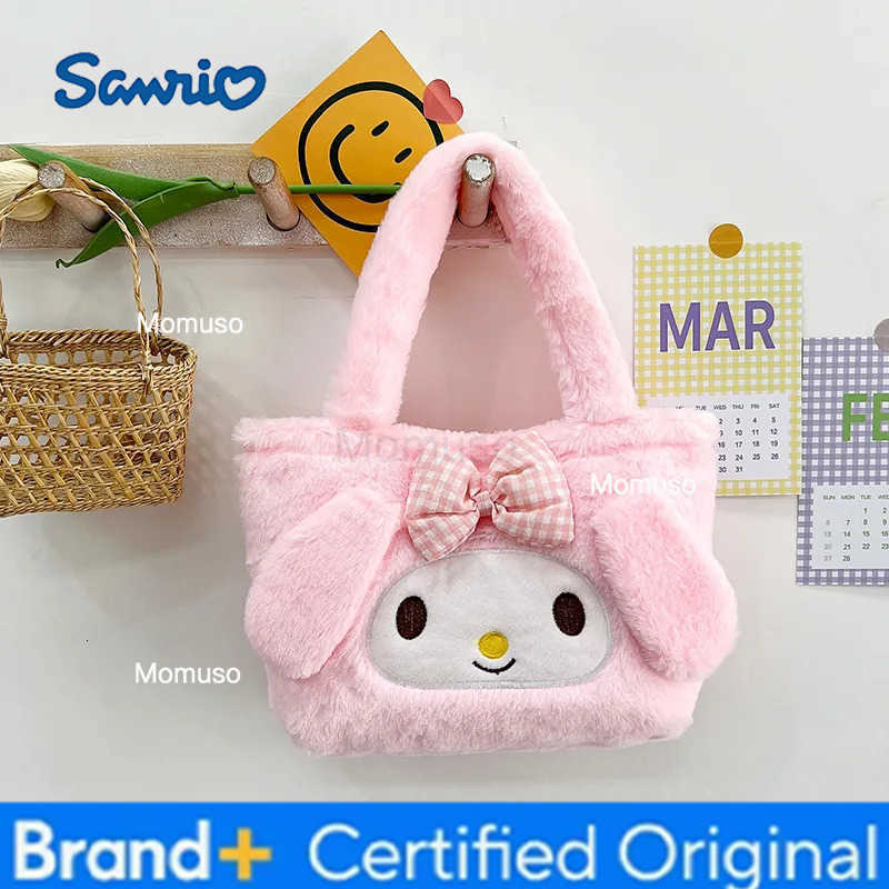 Sanrio Plush Bag Melody Kuromi Cartoon Animal Kawaii Large Capacity Handbag Cute Cinnamon Storage Handbag Womens Birthday Gifts H2512301