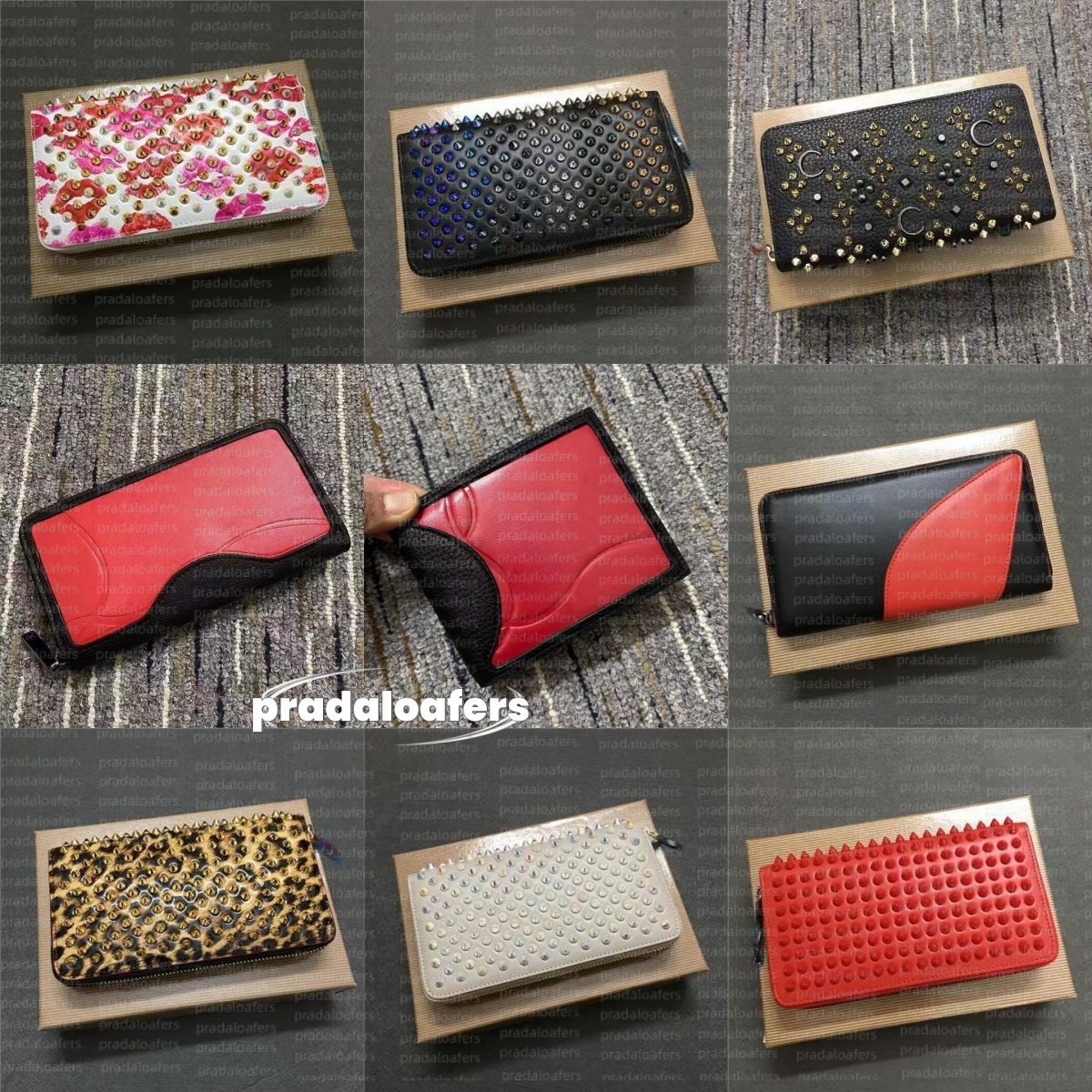 Studded Wallets Rock Stud Rivet Card Holder Luxury Women Bag Designer Genuine Leather Men Long Zipper Wallet Punk Purse Wallet Clutch Bag Handbags Candy Color