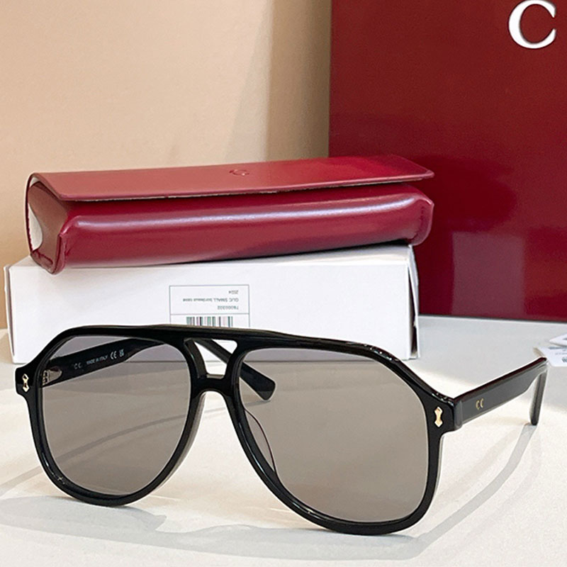Fashion Designer Women Pilot Sunglasses Shiny Black Injection Frame Gradient Brown Lens Double Bridge Design Men Glasses Top Quality GG1042S UV Protection