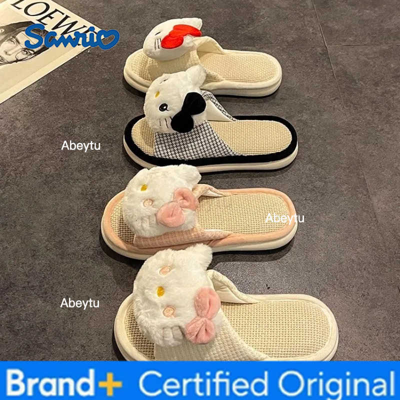 Sanrio Hello Kitty Anti-Slip Outdoor Slippers House Shoes Warm Cartoon Anti-slip Home Bedroom Flats Shoes Girl Winter Slippers H251230