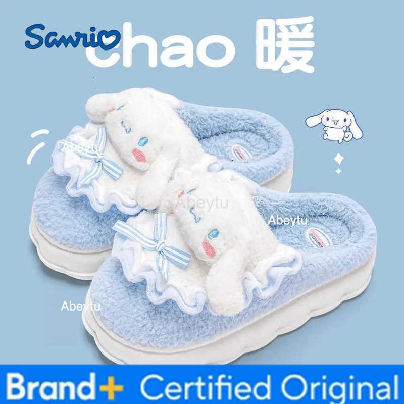 Sanrio My Melody Girls Plush Slippers Kuromi Winter Keep Warm Cotton Mop Kawaii Home Shoes Child Cartoon Leisure Cotton Shoes H251230