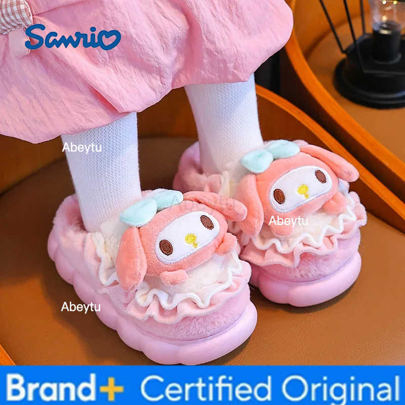 Sanrio Hello Kitty Cotton Shoes Kuromi Cinnamoroll Women Plushie Cartoon Plush Kawaii Flat Shoes Slippers Shoes Plush Gift H251230