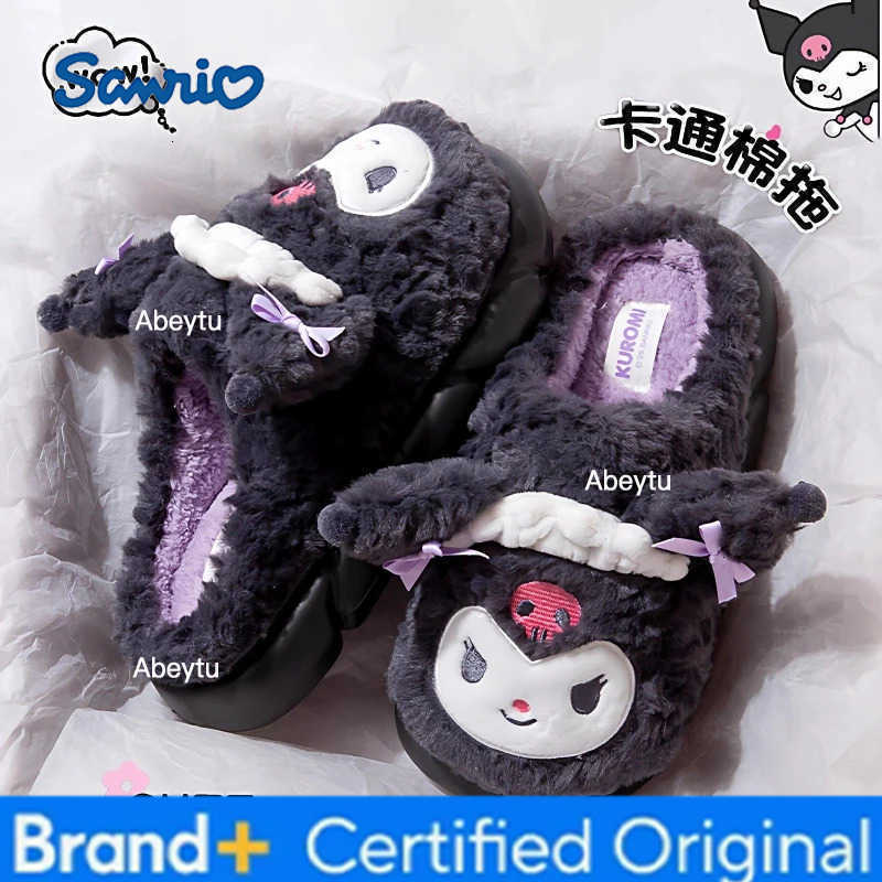 Sanrio Hello Kitty My Melody Film and television merchandise Two-dimensional Slippers Winter Indoor Home Non-Slip Warm Cotton Slippers H251230