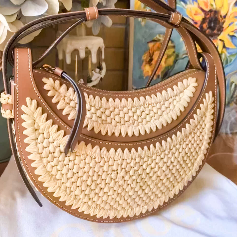 Womens Number Ten Luxury handbag Designer Shoulder bag mens Clutch Raffias Straw beach half Moon bag tote dix cyme cowhide Leather Croissant Crossbody crescent bags