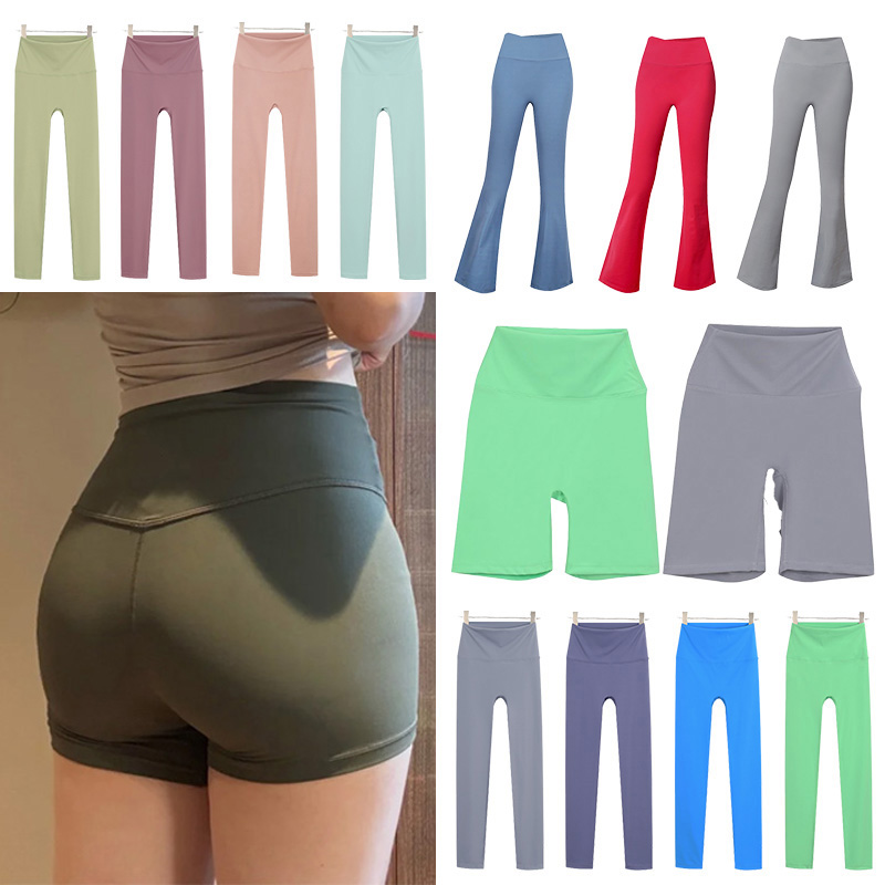 2026 New 10A Womens Yoga Pants luluity lemonal set women leggings High Waist Sports luluity lemonal women bell bottom pants shorts Outdoor Sports