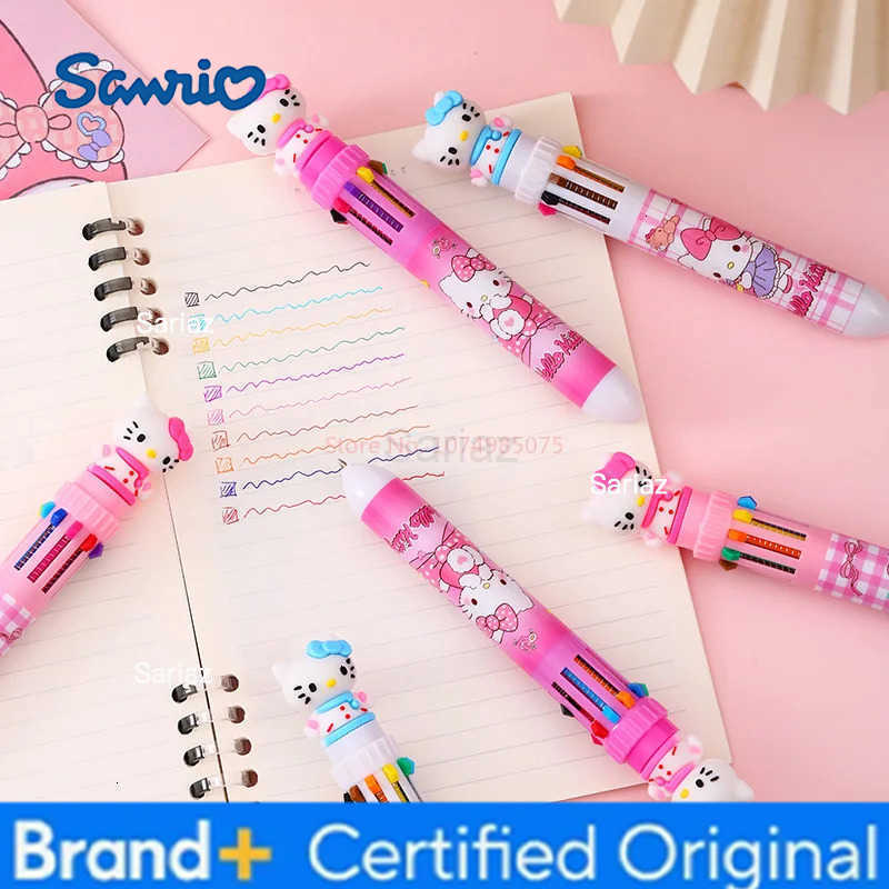 Sanrio 6/36pcs Cartoon KT Doll 10 Colors Ballpoint Pen Hello Kitty Cute Gel Pen Student Supplies Stationery Wholesale Gifts H251231