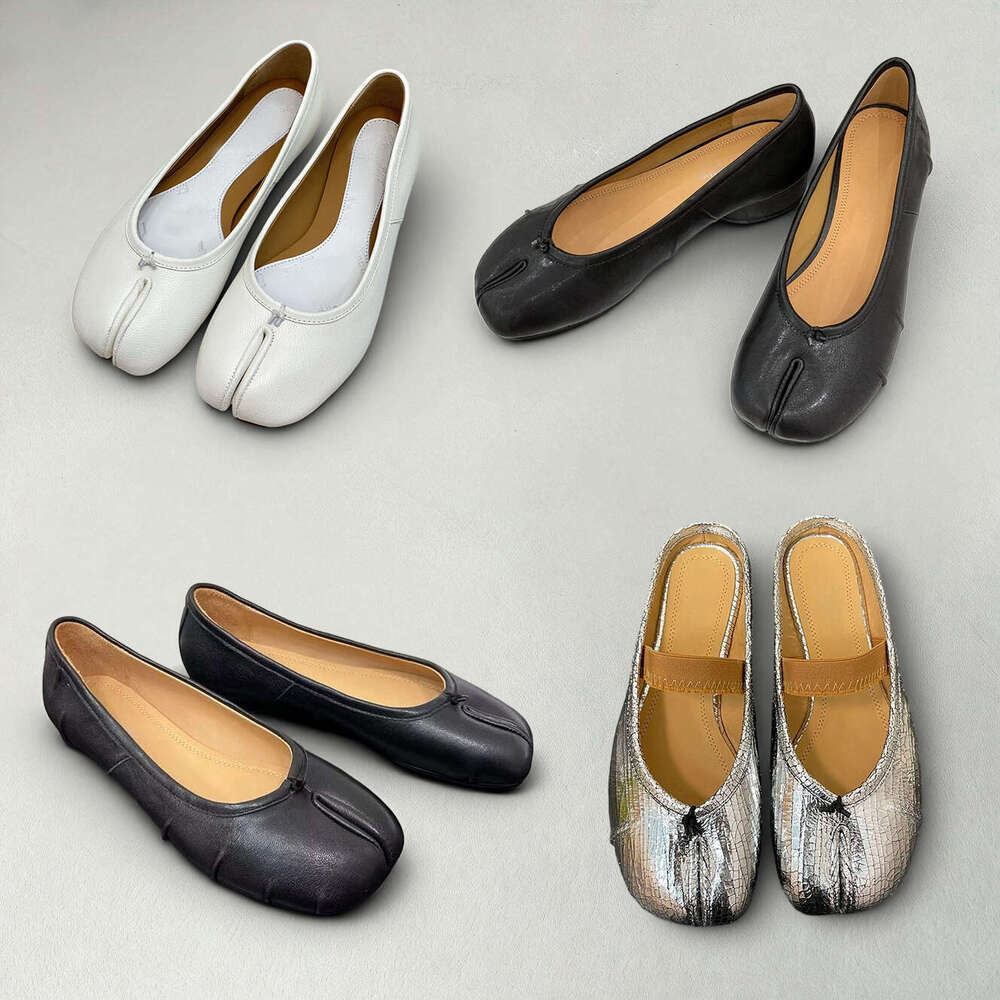 Mason tabi Shoe Womens Mary Jane Shoe black white Mirror quality Designer Ballet Flat shoe Luxury Scuffs ballerina Loafer Leather Chunky Heel Wedge Lady 35-41