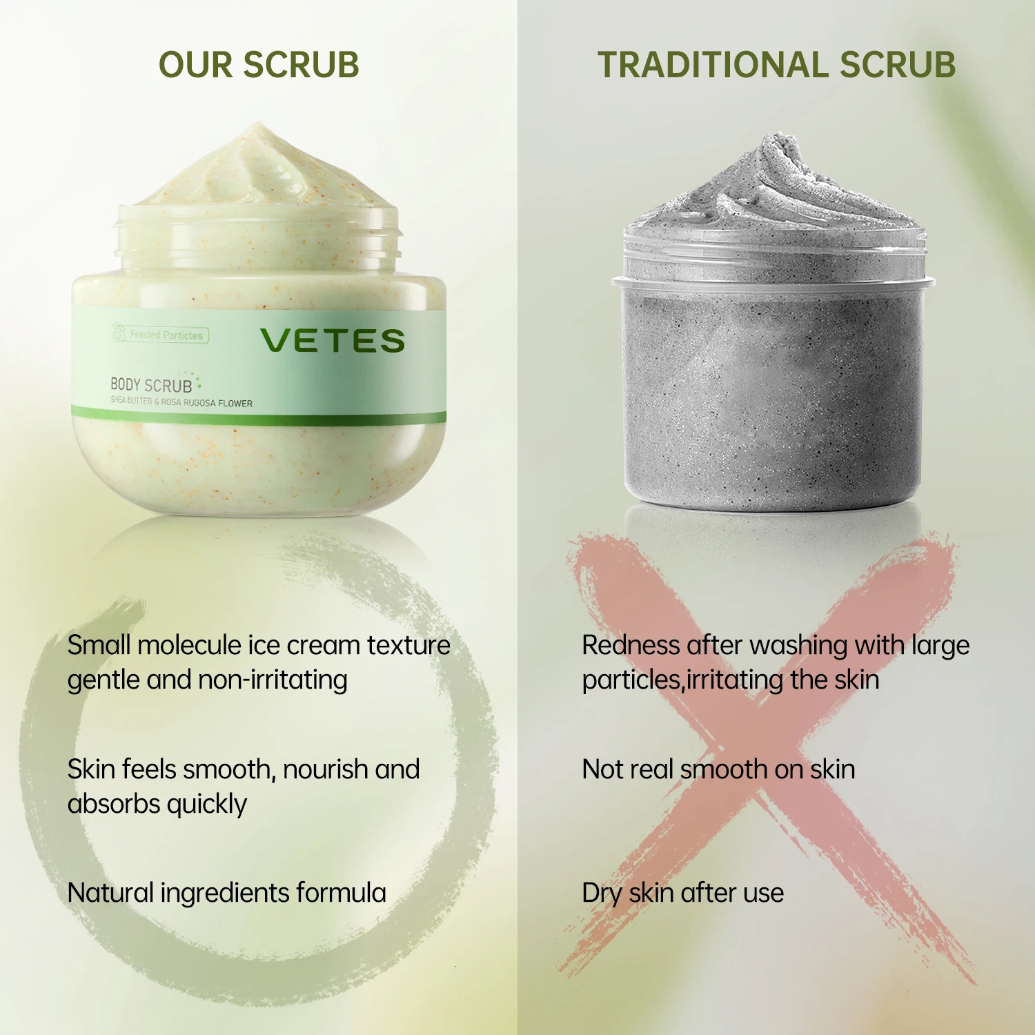 VETES 250g Body Scrub Avocado Scent r Dead Skin Soothing Glowing Exfoliation Scrub Wash Body Care Nourishing Luster Skin 251222