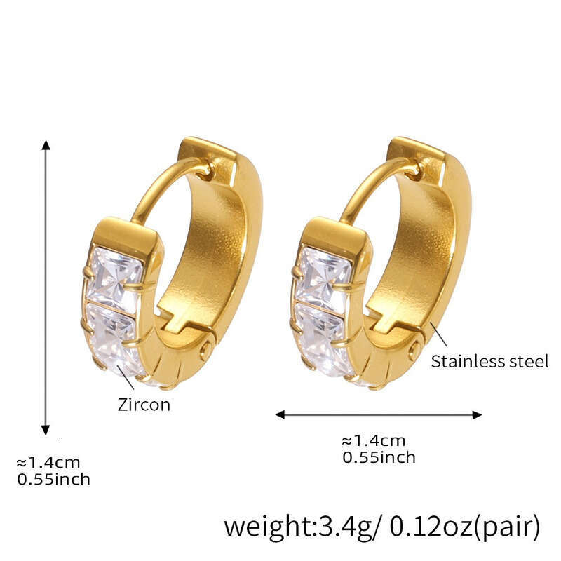 18K Gold Plated White Cubic Zirconia Circle Hoop Earrings for Women: Chic Designer-Inspired Unisex Daily Jewelry, Affordable Valentine's Day Gift